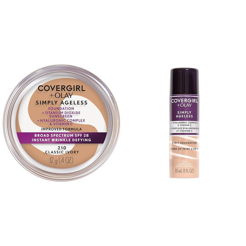 COVERGIRL & Olay Simply Ageless Instant Wrinkle-Defying Foundation, Creamy Natural 0.44 Fl Oz (Pack of 1)