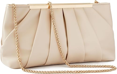 Clutch Purse Dressy Pleated Formal Evening Bag Simple Classy Handbag for Women