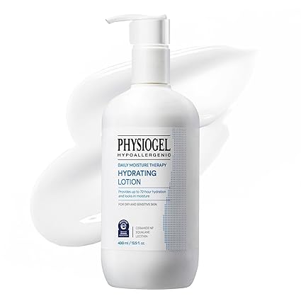Physiogel Daily Moisture Therapy Lotion for Dry Skin, Body Lotion with Shea Butter, 72HR Hydration + Skin Barrier Repair, Lightweight Family Moisturizer, Fast Absorbing, Unscented, 13.5 fl.oz.