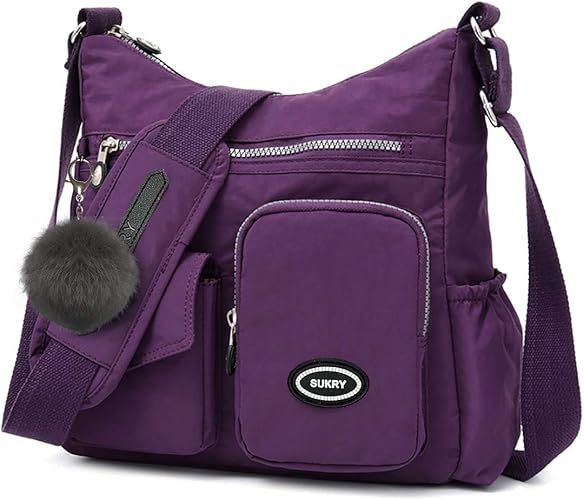 SUKRY Nylon Crossbody Bag for Women with Anti theft RFID Pocket, Waterproof Shoulder Bag Travel Purses and Handbag
