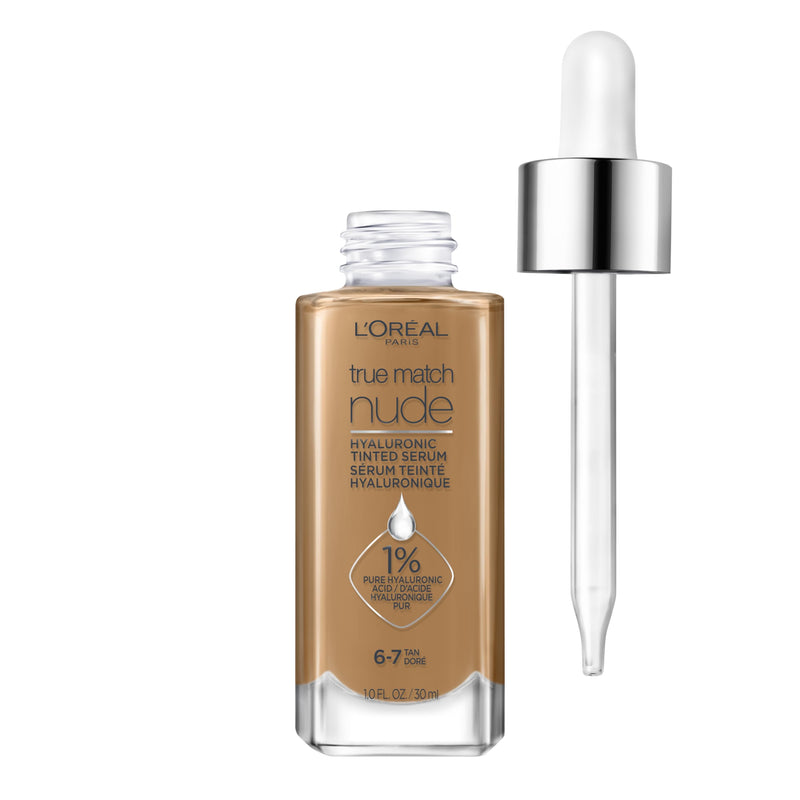 L'Oreal Paris True Match Nude Hyaluronic Tinted Serum Foundation with 1% Hyaluronic acid, Light 2-3, 1 fl. oz.