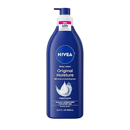 NIVEA Original Moisture Body Lotion with Vitamin E, 48-Hour Body Moisturizer for Normal to Dry Skin, 16.9 Fl Oz Pump Bottle