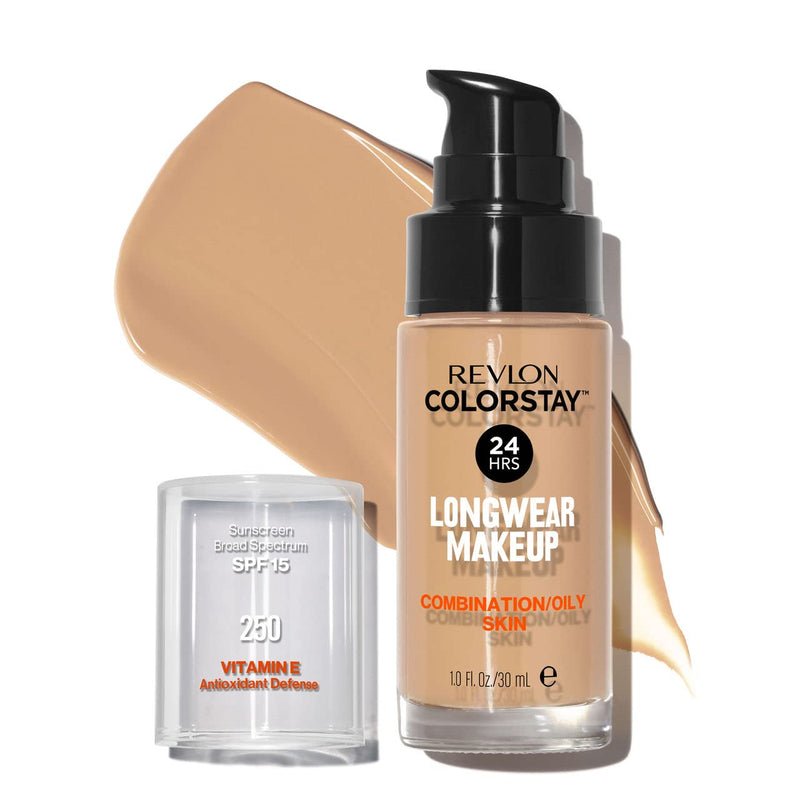 Revlon Liquid Foundation, ColorStay Face Makeup for Combination & Oily Skin, SPF 15, Medium-Full Coverage with Matte Finish, 200 Nude, 1 Fl Oz