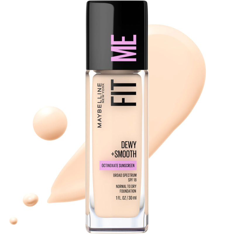 Maybelline Fit Me Dewy + Smooth Liquid Foundation Makeup, Classic Ivory, 1 Count (Packaging May Vary)