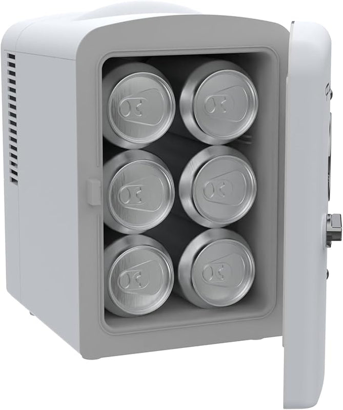 Frigidaire EFMIS129-WHITE, Mini Portable Fridge, 4 Litres Capacity, Chills Six 12oz Cans, 100% Freon-Free & Eco Friendly, Beverage Cooler- White