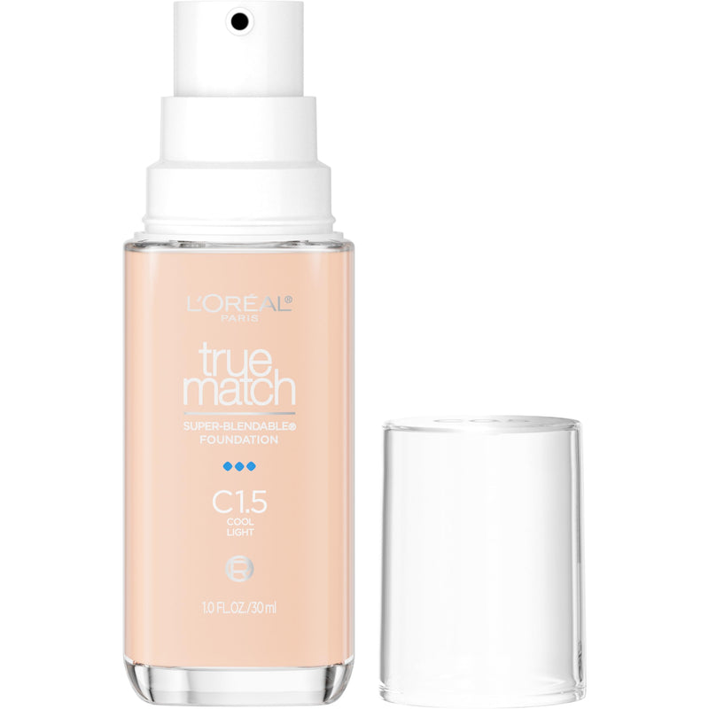 L'Oreal Paris True Match Super-Blendable Foundation, Medium Coverage Liquid Foundation Makeup, N3, Light Medium, 1 Fl Oz