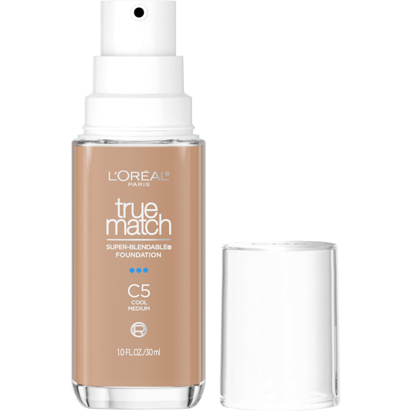 L'Oreal Paris True Match Super-Blendable Foundation, Medium Coverage Liquid Foundation Makeup, N3, Light Medium, 1 Fl Oz