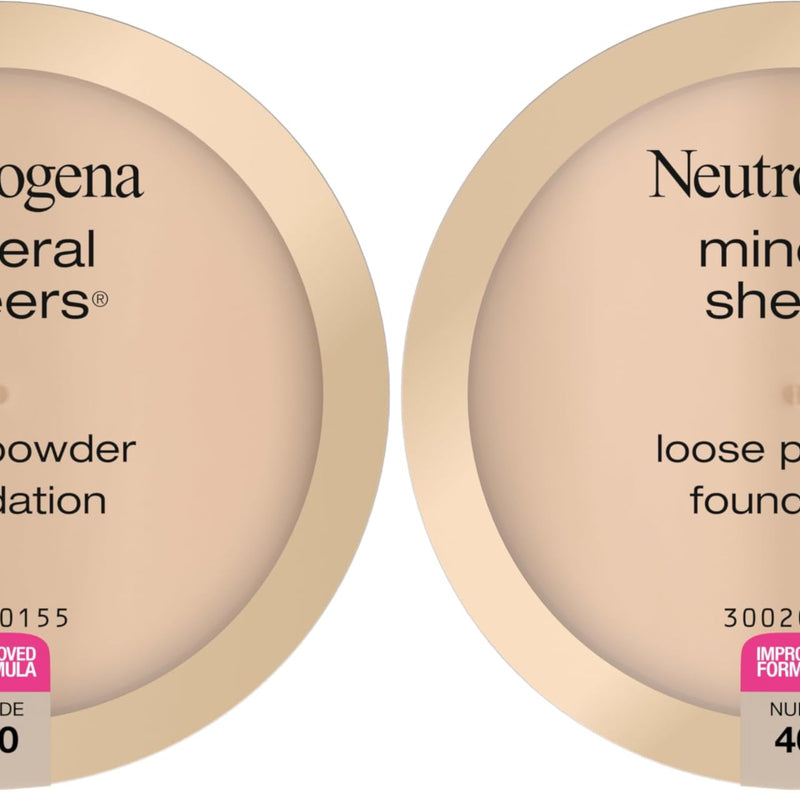 Neutrogena Mineral Sheers Loose Powder Makeup Foundation, Lightweight Face Makeup, Sheer to Medium Buildable Coverage, Sensitive Skin Foundation with Vitamins A, C, & E, Natural Ivory 20, .19 oz