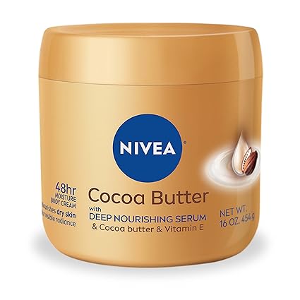 NIVEA Cocoa Butter Body Cream for Dry Skin with Hyaluronic Acid, Cocoa Butter and Deep Nourishing Serum, 72-Hour Body Moisturizer, 16 Oz Jar