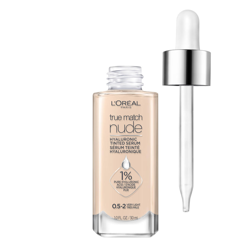 L'Oreal Paris True Match Nude Hyaluronic Tinted Serum Foundation with 1% Hyaluronic acid, Light 2-3, 1 fl. oz.