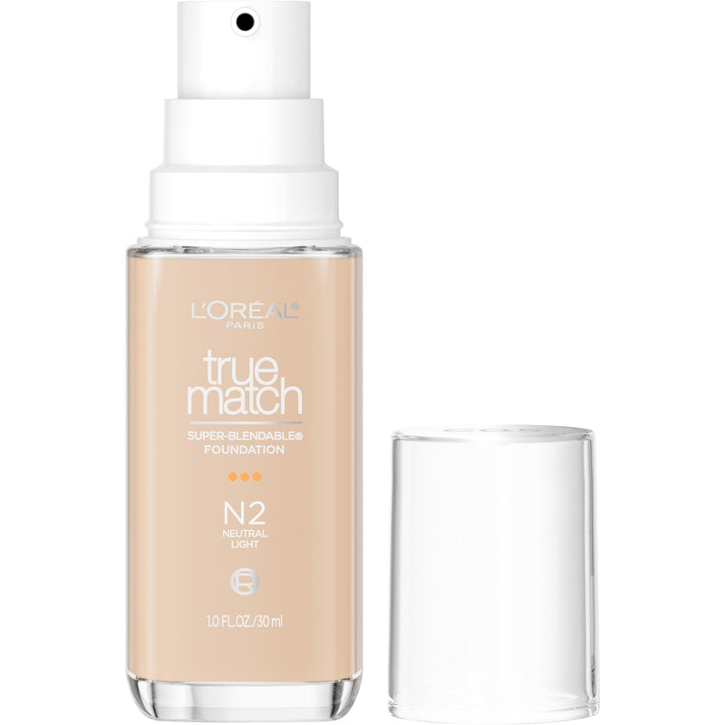 L'Oreal Paris True Match Super-Blendable Foundation, Medium Coverage Liquid Foundation Makeup, N3, Light Medium, 1 Fl Oz