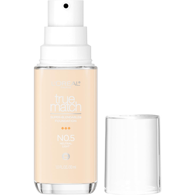 L'Oreal Paris True Match Super-Blendable Foundation, Medium Coverage Liquid Foundation Makeup, N3, Light Medium, 1 Fl Oz