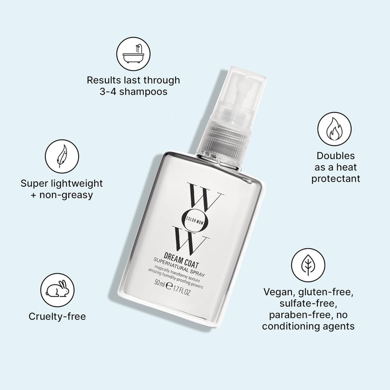 COLOR WOW Dream Coat Supernatural Spray – Keep Your Hair Frizz-Free and Shiny No Matter the Weather with Award-Winning Anti-Humidity Treatment