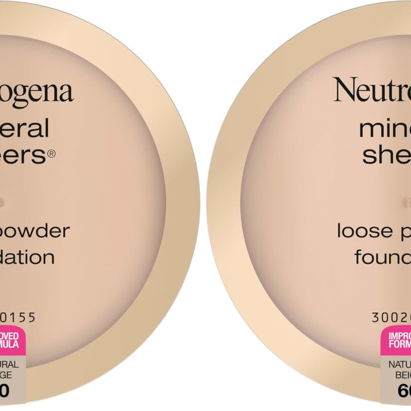 Neutrogena Mineral Sheers Loose Powder Makeup Foundation, Lightweight Face Makeup, Sheer to Medium Buildable Coverage, Sensitive Skin Foundation with Vitamins A, C, & E, Natural Ivory 20, .19 oz