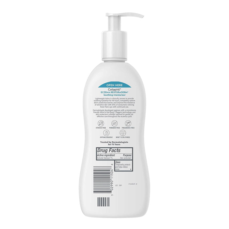 CETAPHIL RESTORADERM Soothing Moisturizer, For Eczema Prone Skin, 10 fl oz, For Dry, Itchy, Irritated Skin, 24Hr Hydration, No Added Fragrance, Doctor Recommended Sensitive Skincare Brand