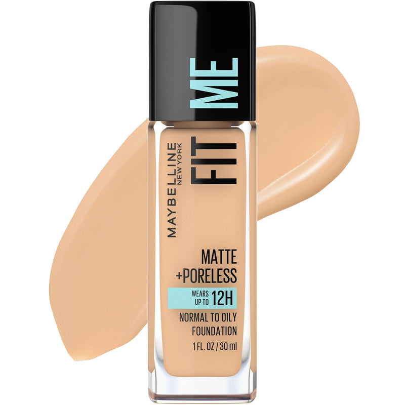 Maybelline Fit Me Matte + Poreless Liquid Oil-Free Foundation Makeup, Classic Ivory, 1 Count (Packaging May Vary)