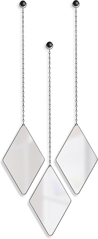 Umbra Dima Mirrors, Set of 3, Trio of Decorative Mirrors for Wall — Apartment Décor/Wall Art, Available in Black