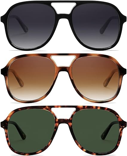 Arjien Polarized Aviator Sunglasses for Women Men, Trendy Square Womens Mens Sunglasses, 70s Retro Aviators, UV400 Protection