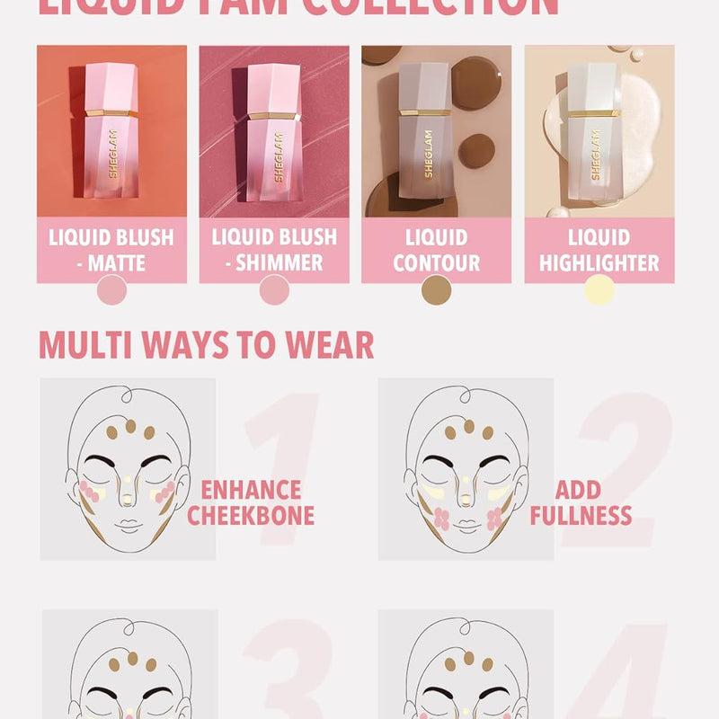 SHEGLAM Color Bloom Liquid Blush Makeup for Cheeks Matte Finish - Love Cake