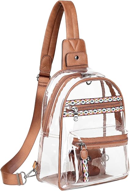 FADEON Large Clear Bag for Stadium Events, Transparent Purse Designer See Through Women's Crossbody Sling Bags Concerts Sports