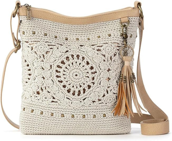 The Sak Lucia Crossbody Purse - Hand Crochet Women's Handbag for Everyday & Travel - Cross Body Bag With Zipper Pockets