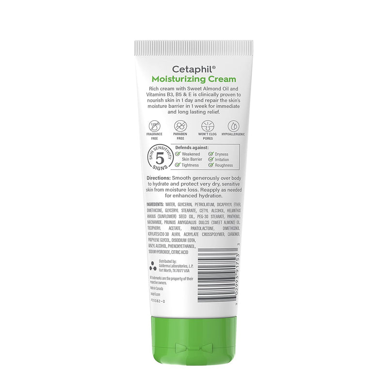 Cetaphil Face & Body Moisturizer, Hydrating Moisturizing Cream for Dry to Very Dry, Sensitive Skin, NEW 3 oz Pack of 3, Fragrance Free, Non-Comedogenic, Non-Greasy
