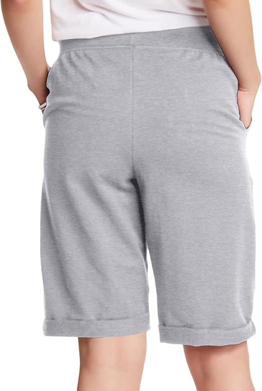 Hanes Women's Shorts, French Terry Bermuda Pocket Shorts, Jersey Knit Fleece Shorts, Women's Bermuda Shorts, 11