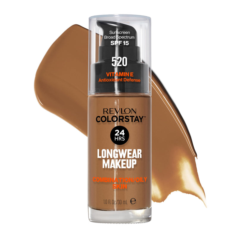 Revlon Liquid Foundation, ColorStay Face Makeup for Combination & Oily Skin, SPF 15, Medium-Full Coverage with Matte Finish, 200 Nude, 1 Fl Oz
