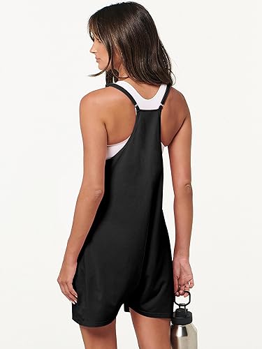 ANRABESS Womens Rompers Summer Casual Loose Sleeveless Overalls Spaghetti Strap Shorts Jumpsuit 2025 Beach Vacation Outfits