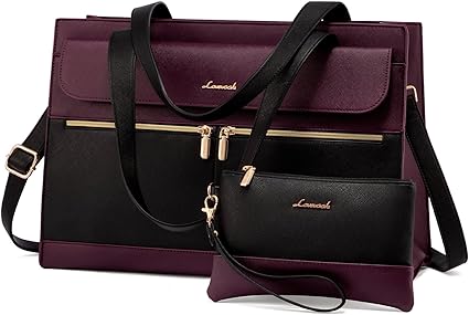 LOVEVOOK Laptop Bag for Women 15.6 Inch Tote Work Professional Leather Computer Briefcase Waterproof Handbag Shoulder Large Capacity Business Teacher Office Crossbody Purse
