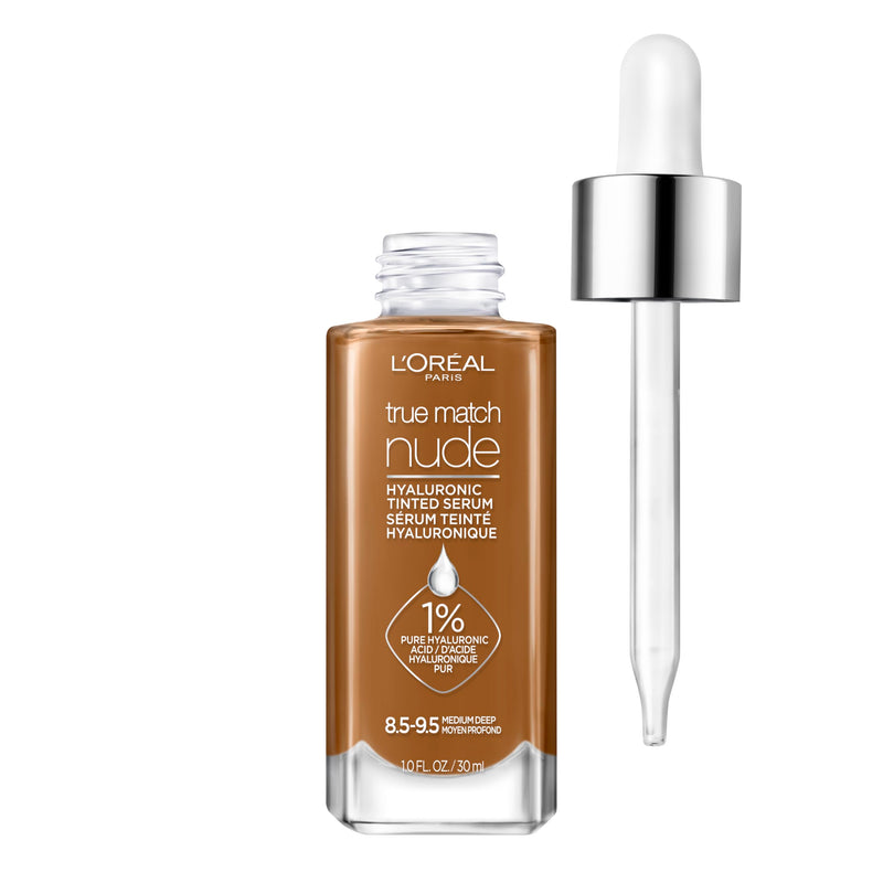 L'Oreal Paris True Match Nude Hyaluronic Tinted Serum Foundation with 1% Hyaluronic acid, Light 2-3, 1 fl. oz.