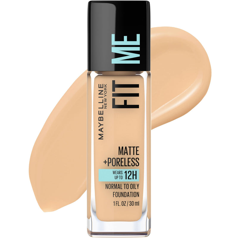 Maybelline Fit Me Matte + Poreless Liquid Oil-Free Foundation Makeup, Classic Ivory, 1 Count (Packaging May Vary)