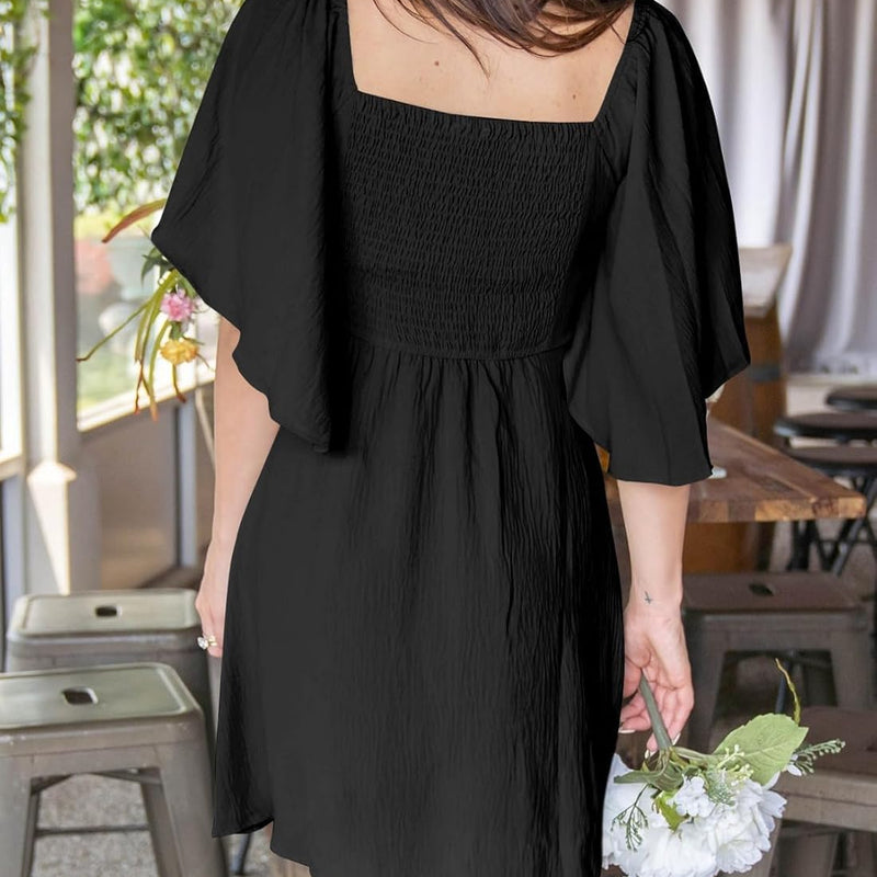 Dokotoo Womens Dresses 2025 Summer Fall Deep V Neck Elegant Bow tie Mini Dress S-XL