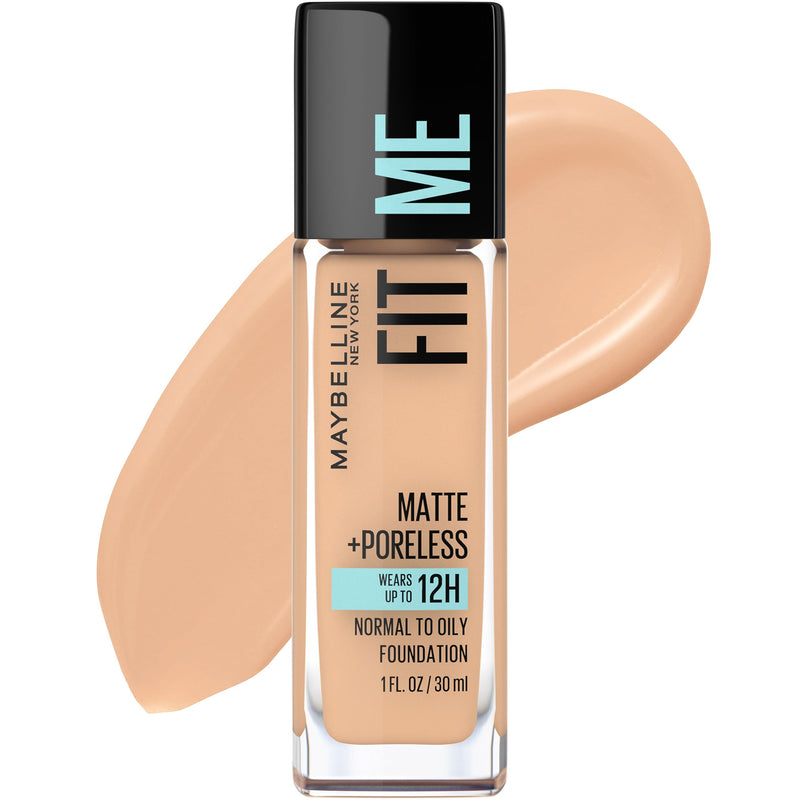 Maybelline Fit Me Matte + Poreless Liquid Oil-Free Foundation Makeup, Classic Ivory, 1 Count (Packaging May Vary)