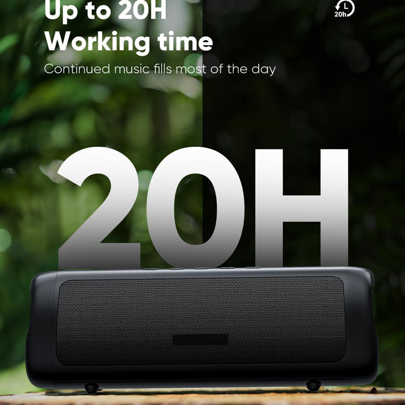 Bluetooth Speaker with HD Sound, Portable Wireless, IPX5 Waterproof, Up to 20H Playtime, TWS Pairing, BT5.3, for Home/Party/Outdoor/Beach, Electronic Gadgets, Birthday Gift (Black)