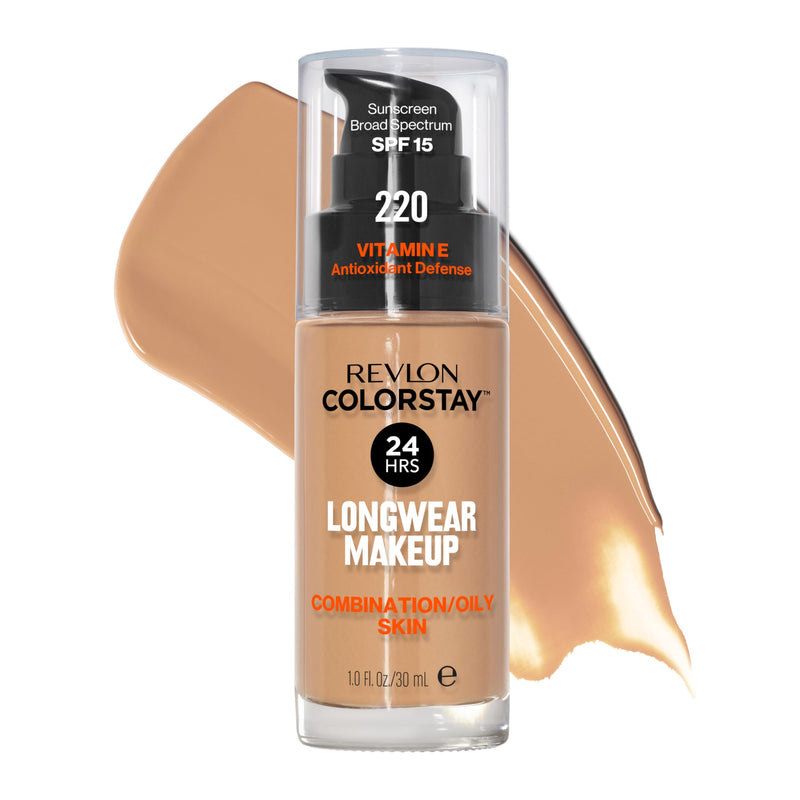 Revlon Liquid Foundation, ColorStay Face Makeup for Combination & Oily Skin, SPF 15, Medium-Full Coverage with Matte Finish, 200 Nude, 1 Fl Oz