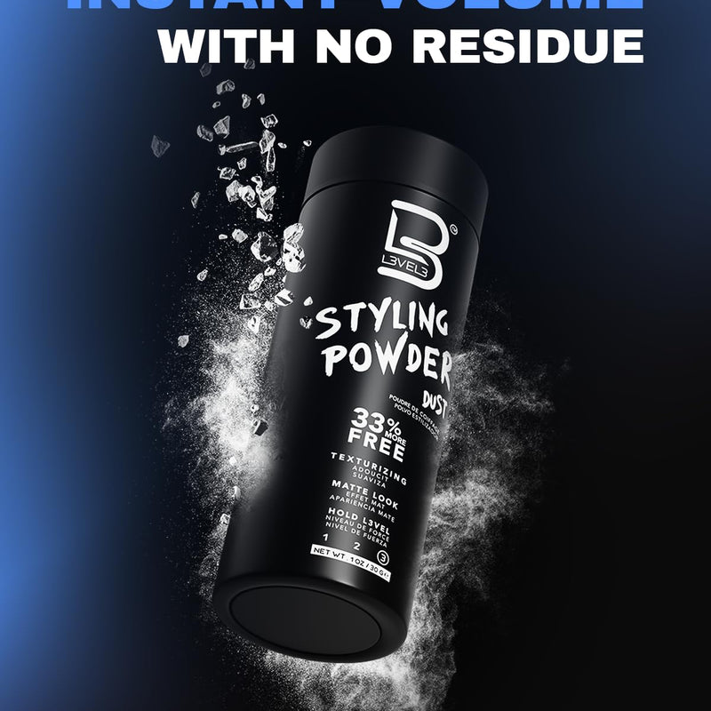 L3 Level 3 Styling Powder - Natural Look Mens Powder - Easy to Apply with No Oil or Greasy Residue