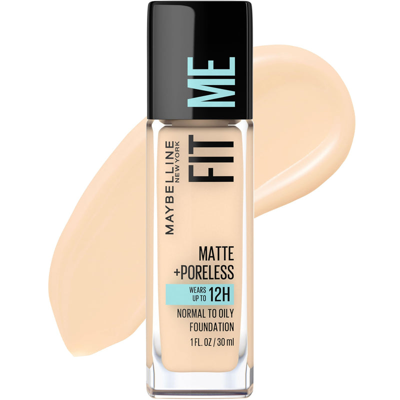 Maybelline Fit Me Matte + Poreless Liquid Oil-Free Foundation Makeup, Classic Ivory, 1 Count (Packaging May Vary)