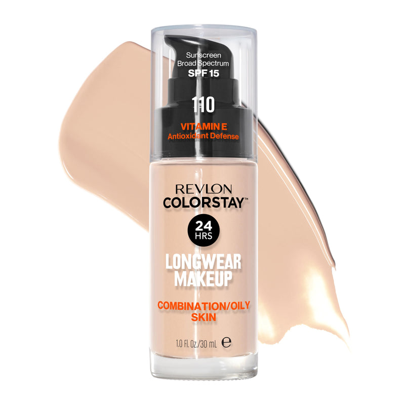 Revlon Liquid Foundation, ColorStay Face Makeup for Combination & Oily Skin, SPF 15, Medium-Full Coverage with Matte Finish, 200 Nude, 1 Fl Oz