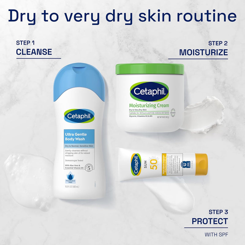 Cetaphil Face & Body Moisturizer, Hydrating Moisturizing Cream for Dry to Very Dry, Sensitive Skin, NEW 3 oz Pack of 3, Fragrance Free, Non-Comedogenic, Non-Greasy