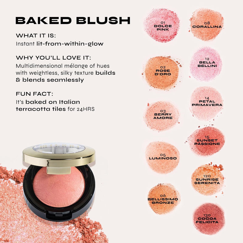 Milani Baked Blush, Powder Blush for Cheeks, Cruelty Free Makeup - Shape, Contour & Highlight Face for a Shimmery or Matte Finish -Dolce Pink
