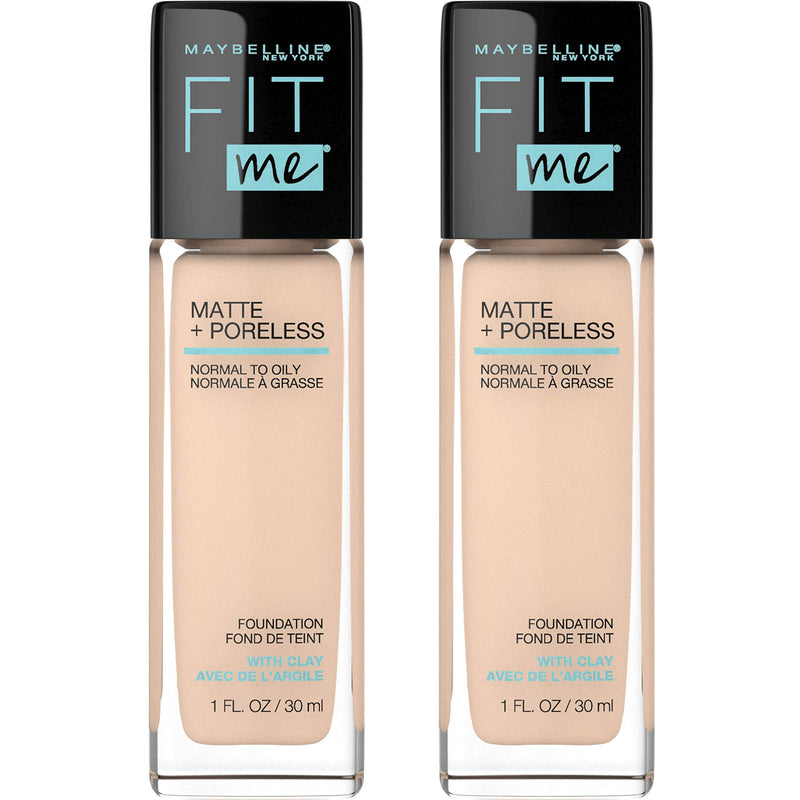 Maybelline Fit Me Matte + Poreless Liquid Oil-Free Foundation Makeup, Classic Ivory, 1 Count (Packaging May Vary)