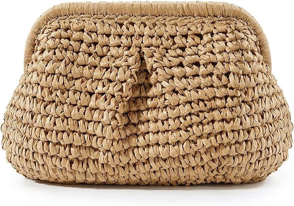 Straw Purse for Women, Beach Bag Summer Woven Clutch Purses, Cloud Crossbody Shoulder Bags Spring Handbag 2025